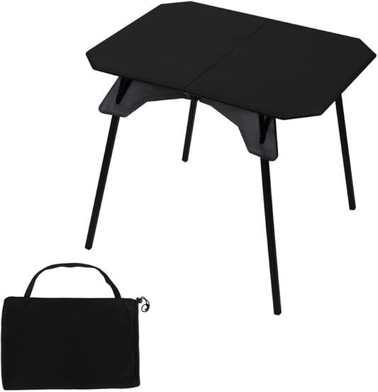 Folding Camping Table,Outdoor Small Portable Aluminum Camp Table with Backpacking Carrying Bag for Camping Beach Picnic Grilling Hiking FishingTravel (Black)