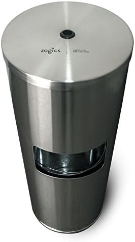 Zogics Floor Stand Gym Wipe Dispenser, Stainless Steel Wipe Dispenser with High Capacity Built-in Trash Can and Back Door Access