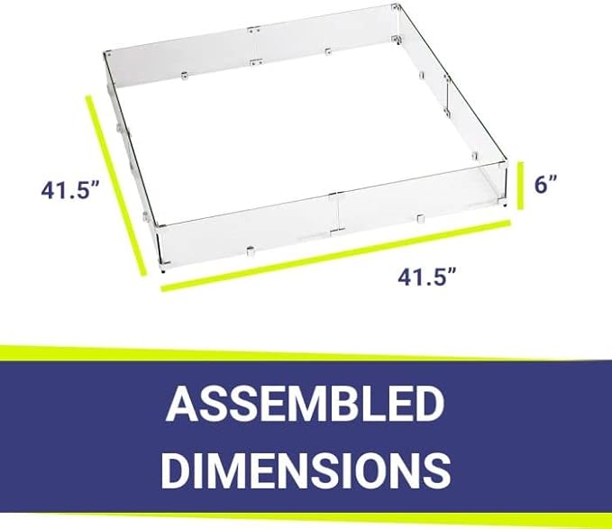 41.5" X 41.5" x 6” Square Glass Flame Guard