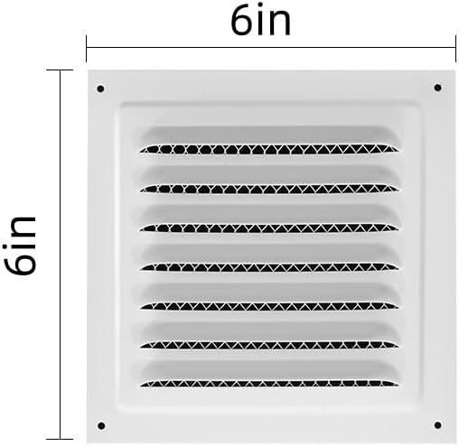 2pcs Attic Vent Soffit Vent Aluminum Wall Vent Metal Shed Vent Square Vent Louver Vent Grille with Built-in Insect Screen for Exterior Door House Attic Garage Ceiling (White 6" x 6"-2 Pack)