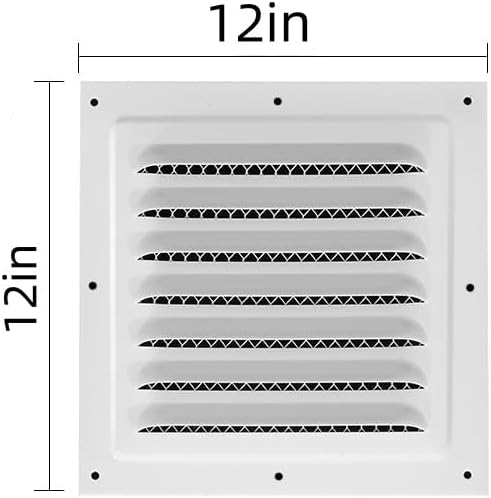2pcs Attic Vent Soffit Vent Aluminum Wall Vent Metal Shed Vent Square Vent Louver Vent Grille with Built-in Insect Screen for Exterior Door House Attic Garage Ceiling (White 12" x 12"-2 Pack)