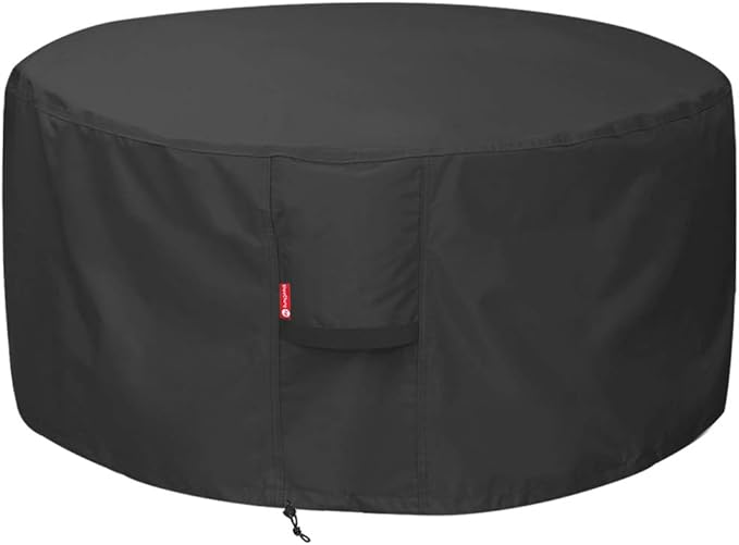 SheeChung Fire Pit Cover for Solo Stove Bonfire | Ranger Surround - Waterproof 600D Heavy Duty Round Patio Fire Table Bowl Cover Shelter Black (Round - 44”D x 24”H)-Fits 38-44 inch Firepit/Bowl