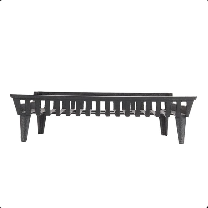 24 inch Fireplace Grate Heavy Duty, Cast Iron Fire Grate - 24" W x 15" D x 7" H