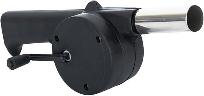 Manual Bbq Air Blower Hand Crank Fan Portable Campfire Bellows for Outdoor Grilling and Camping Fire Pits Black Metal Handheld Grill Accessory