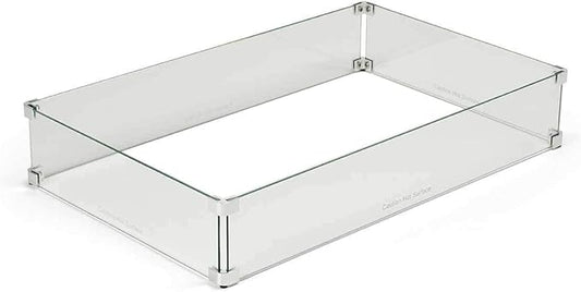 HPC Fire Rectangle Fire Pit Glass Wind Guard (WG49X21-RECT), 49x21-Inch