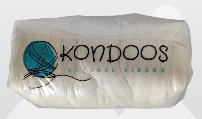 1 lb Wool roving Yarn unspun Fiber | Soft Chunky Jumbo Yarn for Arm Knitting Blanket |100% Natural Undyed (Ecru White) Bulk, Felting Core Combed Carded Stuffing.