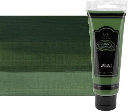 Creative Inspirations Acrylic Paint - Olive Green - 120 mL Tube - Smooth & Creamy Consistency, Vibrant Pigmentation, Great Coverage for Artists - Clean Up with Soap & Water
