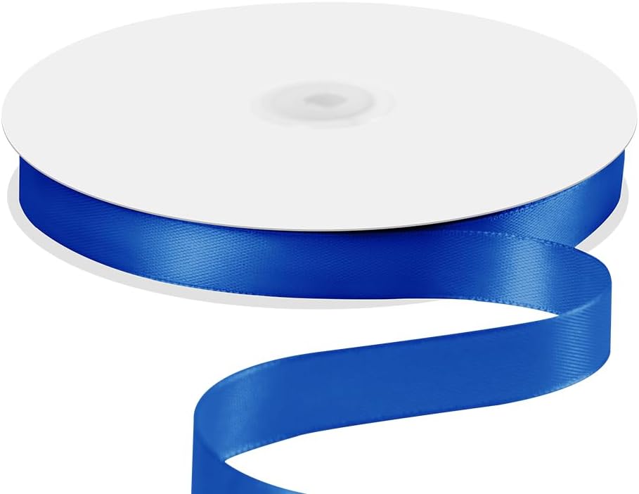 5/8" x 100 Yards Satin Ribbon - Royal Blue Silk Ribbon with Spool - Ideal for Gift Wrapping, Floral Bouquets, Crafts, Wedding Party Decorations, Christmas and Sewing Projects