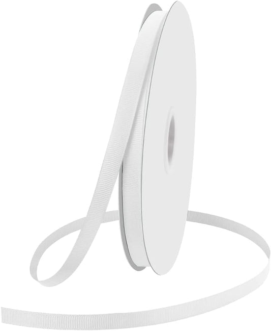 3/8" X 100 Yards White Grosgrain Ribbon, Premium Grosgrain Ribbon for Sewing, Gift Wrapping, Bow Making, Wedding Decor, Wrapping and More (White)