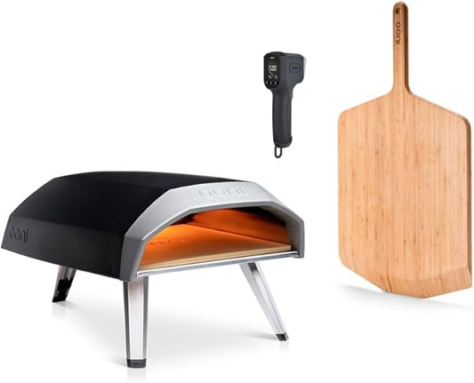 Ooni Koda 12 Portable Gas Pizza Oven Bundle - Pro Pizza Oven Bundle - 12" Bamboo Pizza Peel and IR Thermometer