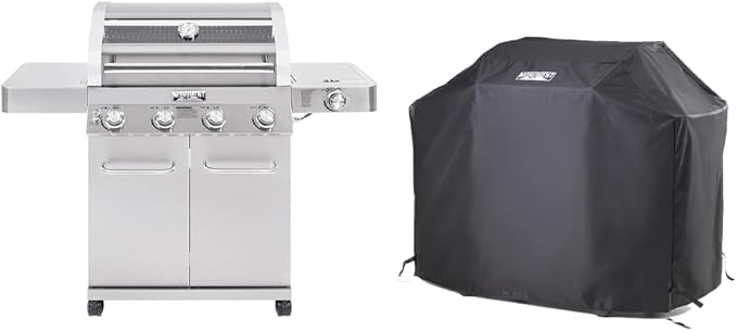 Monument Grills Larger Convertible 4-Burner Natural Gas Grill Stainless Steel Cabinet Style Propane Grills with BBQ Cover(2 Items), Outdoor Use