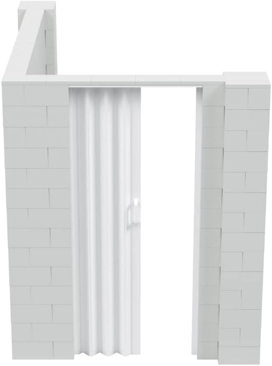 EverBlock 6’ x 8’ x 7’ L-Shaped Wall Kit with Accordion Door | 3’ x 7’ Doorway | Modular Building Blocks | Wall Display | Room Divider & Partition | Reusable | Indoor & Outdoor Use | Light Gray