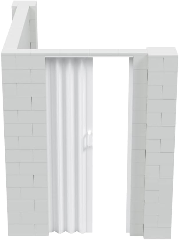 EverBlock 6’ x 8’ x 7’ L-Shaped Wall Kit with Accordion Door | 3’ x 7’ Doorway | Modular Building Blocks | Wall Display | Room Divider & Partition | Reusable | Indoor & Outdoor Use
