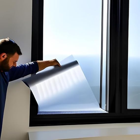 Rockrose Professional Window Tint for Home – One Way Privacy Window Film for Home Offices Heat Blocker Reflective Adhesive Mirror Tint with 99% UV Block – Silver 72in x 100FT