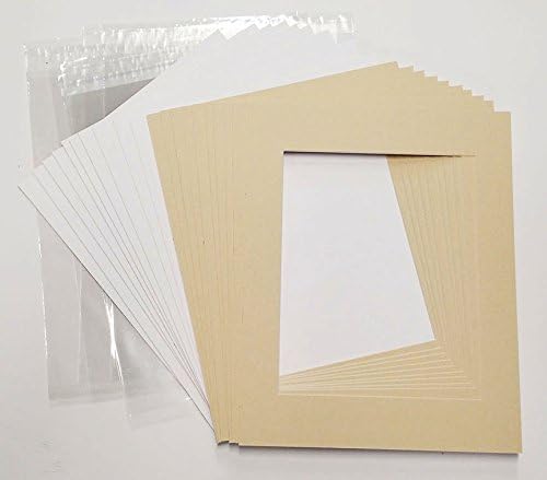 5x7 Mat for 8.5x11 Frame - Precut Mat Board Acid-Free Show Kit with Backing Board, and Clear Bags Marzipan Beige 5x7 Photo Matte For a 8.5x11 Picture Frame Matboard for Framing, Pack of 10 Mats