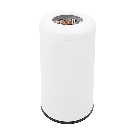 15.48 Gallon Commercial Trash Can, White Open Top Outdoor Indoor Waste Container Stainless Steel Large Garbage Enclosure with Lid, 15 x 30.7 inch