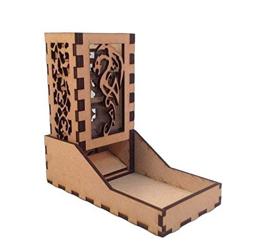 Dragon Mini Dice Tower v4 Clear Acrylic Window Laser Cut MDF Unique Gift
