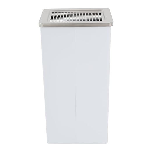 Trash Can with Lid Outdoor Indoor Stainless Steel Commercial Garbage Bin Waste Container with Inside Barrel for Patio Yard Garage, White