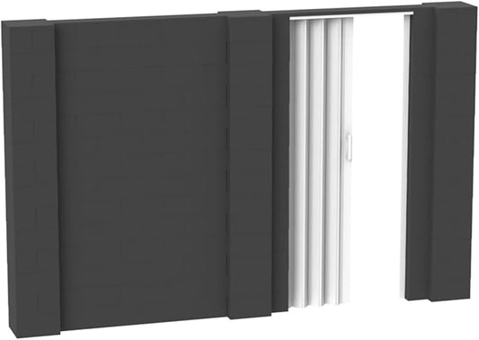 EverBlock 11’ x 7’ Wall Kit with Accordion Door | 3’ x 7’ Doorway | Modular Building Blocks | Wall Display System | Room Divider & Partition | Connect & Reuse | Indoor & Outdoor Use | Dark Gray