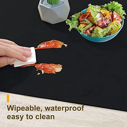 Waterproof Wipeable Table Runner, Thick Farmhouse Table Runner, Dresser Runner, Rustic Table Runner for Kitchen Dining Room, Bedroom, Living Room, Indoor and Outdoor (60'', Black)