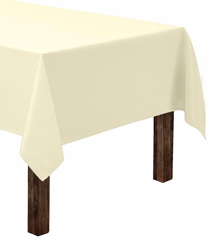 Gee Di Moda Rectangle Tablecloth - 60 x 126 Inch Ivory Table Cloth for 8 Foot Rectangle Tables - Heavy Duty Washable Fabric - for Holiday Party, Dinner, Weddings, Baby Shower & Events