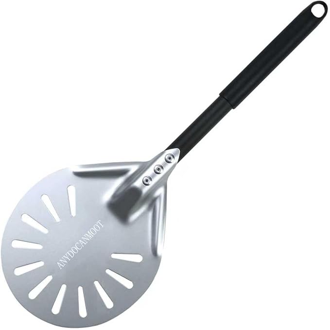 Perforated Pizza Peels 6 INCH pizza spatula paddle Long Handle Metal Pizza Spatula for Indoor and Outdoor (12inch extension)