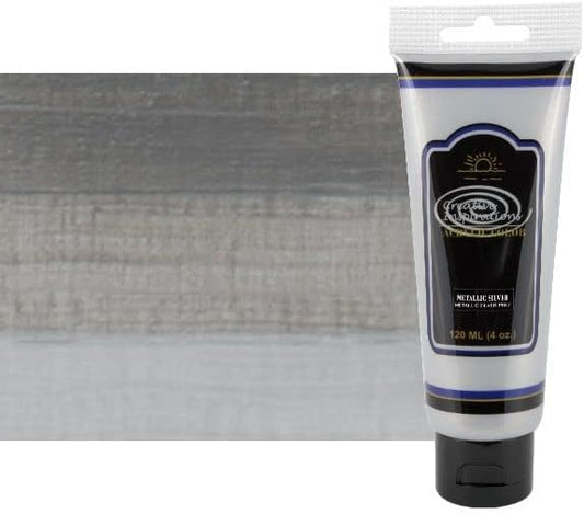 Creative Inspirations Acrylic Paint - Metallic Silver - 120 mL Tube - Smooth & Creamy Consistency, Vibrant Pigmentation, Great Coverage for Artists - Clean Up with Soap & Water