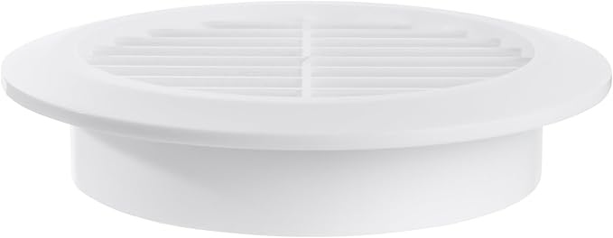 White 4" Inch Round Ventilation Grille with Insect mesh. (Duct 4Ø / Grille 5Ø) Ventilation Applications. Indoor and Outdoor Vent Cover. Available 3 Sizes / 4 Colors.
