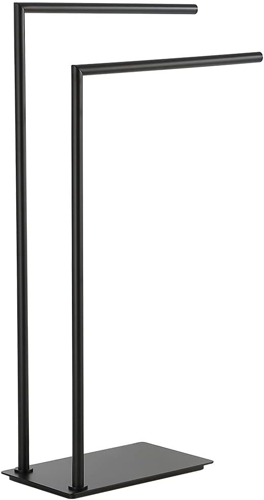 Stand Towel Rack for Bathroom Free Standing Double Towel Holders on Floor Bath Towel Holder Brass Matte Black