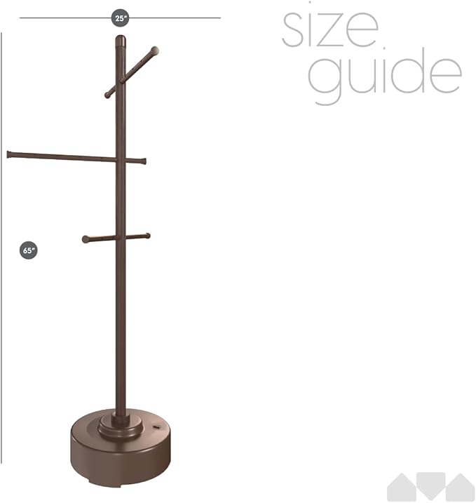 Milliard Pool Towel Rack Outdoor Freestanding Spa Towel Tree, Made from Weather Resistant Metal and Plastic – 65 inches x 25 inches– Brown