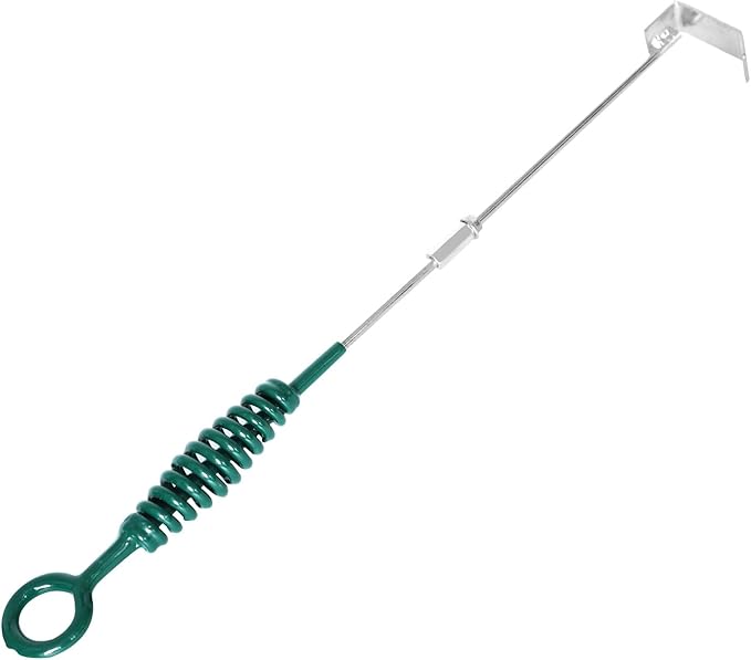 18" Green BBQ Ash Tool for Big Green Egg Ash Rake Ash Cleaner for BGE Kamado Accessories Long Handle Cleaner with Scraper Stainless Steel Charcoal Pellet Grills Wood Burning Stove