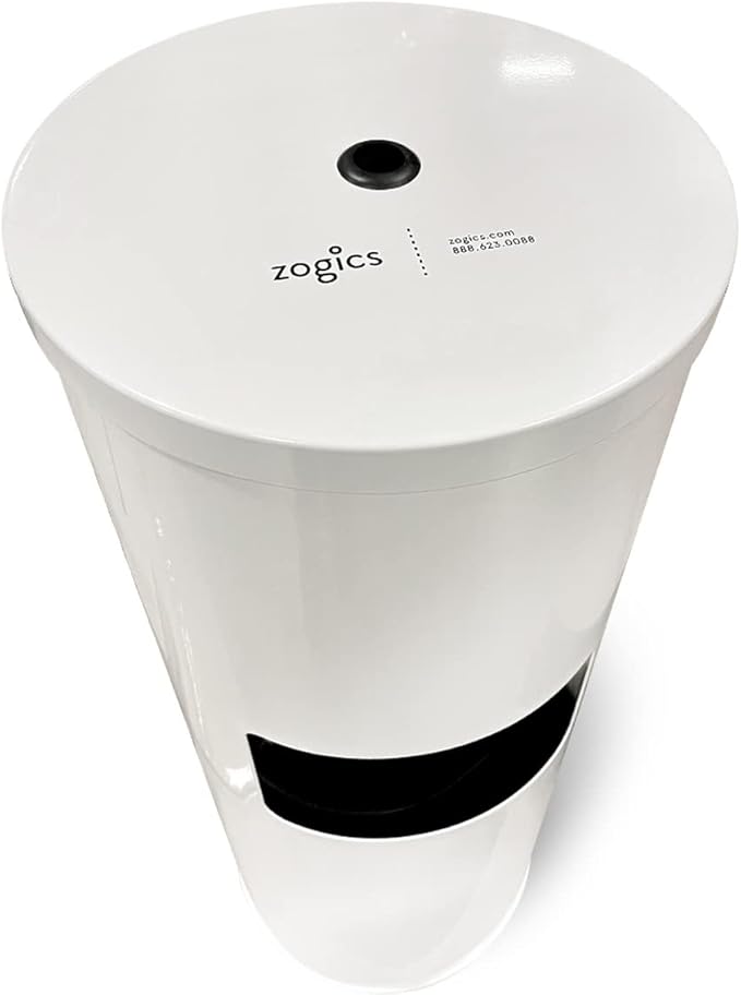 Zogics Gym Wipes Dispenser Stand and Trash Bin – Dual-Purpose Wet Wipes Dispenser for Sanitizing and Cleaning with Built-in 7 Gallon Trash Can, White Galvanized Steel