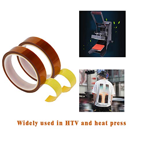 EQUTY BAYMERS 2 Rolls 20mm X 33m 108ft Heat Tape,Adhesive Heat Resistant/Transfer Tape, Heat Vinyl Thermal Sublimation Press Tape,No Residue,Electronics,Soldering,Protecting Circuit Board