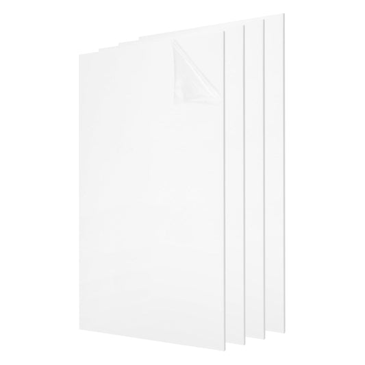 uxcell 4Pcs Acrylic Sheets 12x8 Inch Acrylic Panel 1/8 Inch-3mm Plastic Board for Picture Frames Sign Holders DIY Display Projects Craft, White