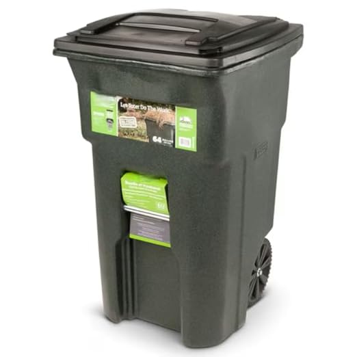 Premium 64 Gallon Black Wheeled Trash Can Bundle – Heavy Duty Municipal-Style Outdoor Garbage Container with Hinged Lid, Odor Control System, Fragrance Packets & Liners for Home, HOA & Commercial Use