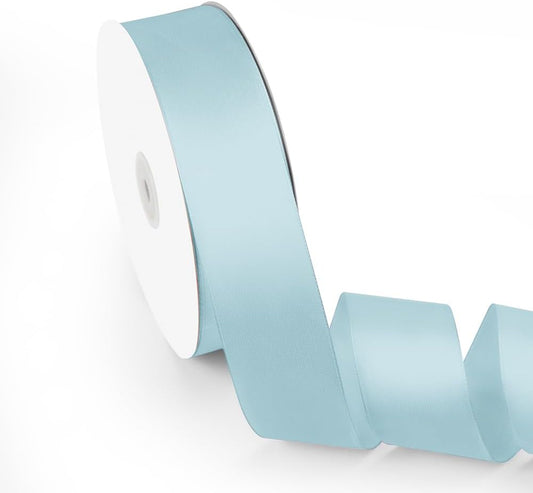 1-1/2" x 100 Yards Satin Ribbon - Light Blue Silk Ribbon with Spool - Ideal for Gift Wrapping, Floral Bouquets, Crafts, Wedding Party Decorations, Christmas and Sewing Projects