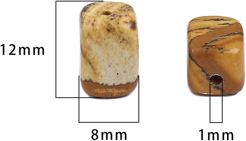 Natural Brown Picture Cuboid Stone Loose Semi Gemstone Beads for Jewelry Making 8mmx12mm 38cm/Strand