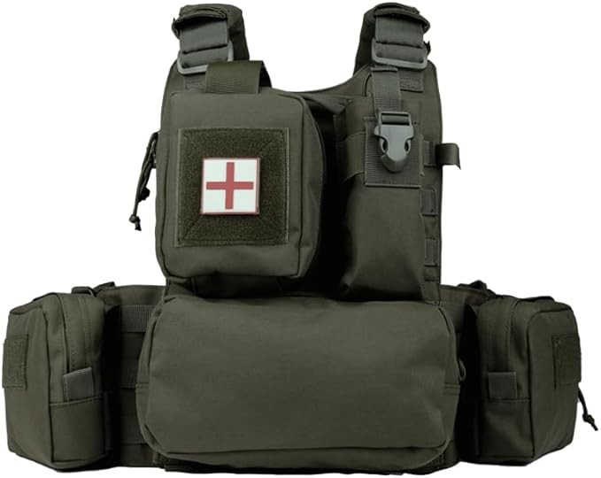 BOMTURN Great Tactical Outdoor Vest for Men Multifunctional Modular Molle Vest with Metal Buckles