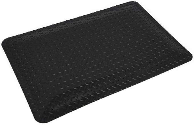 Wearwell Diamond-Plate Select UltraSoft Mat - Black. Anti-Fatigue Workstation Mat. 2' W x 3' L x 15/16" Thickness. PVC Vinyl Surface with PVC Sponge. For Dry Industrial Use (495.1516x2x3BK)