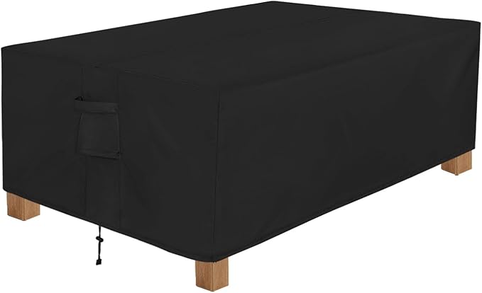 Easy-Going Patio Furniture Cover Waterproof Outdoor Rectangular Coffee Table Cover with Seal Tape at Seams (48" L x 28" W x 16" H, Black)