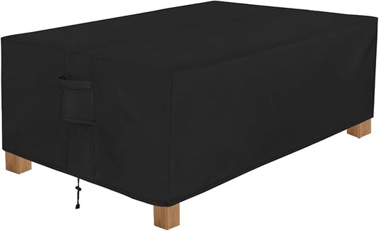 Easy-Going Patio Furniture Cover Waterproof Outdoor Rectangular Table Cover with Seal Tape at Seams (72" L x 44" W x 23" H, Black)
