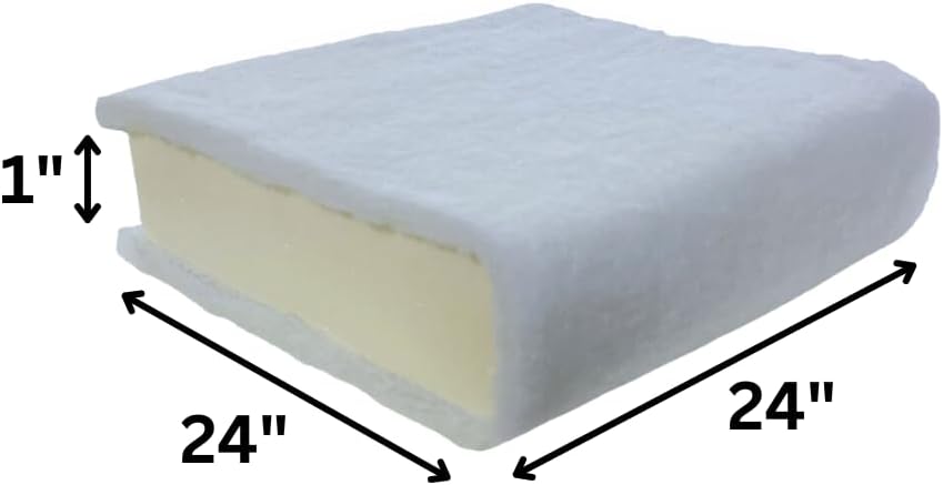 FoamRush 1" x 24" x 24" Seat Cushion Foam with Batting/Dacron (Cushion Seat Replacement) Made in USA