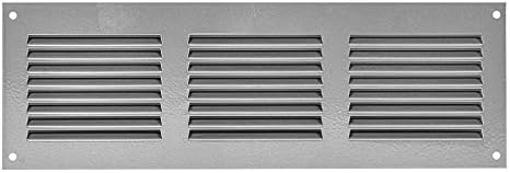 Repa Market 12x4 Inch Air Vent Cover/Gray Galvanized Steel Louvered Grill Cover with Mesh Screen/Wall or Ceiling Vent/Durable Flush Mount HVAC Register for Indoor and Outdoor Ventilation