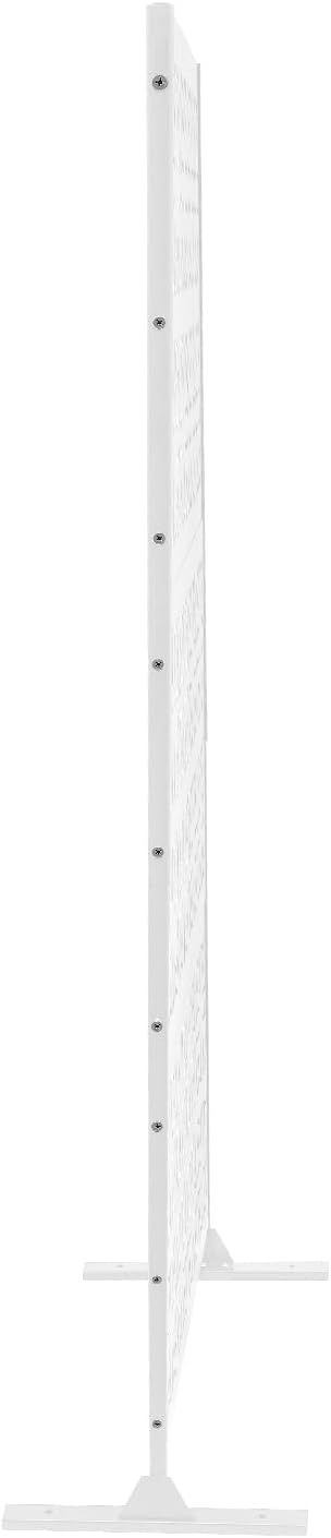 75" H×35" W Decorative Outdoor Privacy Screen with Stand, Outdoor Decor Privacy Fence Screen Metal Fence Panels, Free Standing Metal Divider for Patio Lawn Deck (White-Orchid)