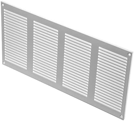 Repa Market Air Vent Cover 16x8 Inch (Outer Dimensions) White Galvanized Steel Louvered Grill Cover with Mesh Screen/Wall or Ceiling Vent/HVAC Register for Indoor and Outdoor Ventilation