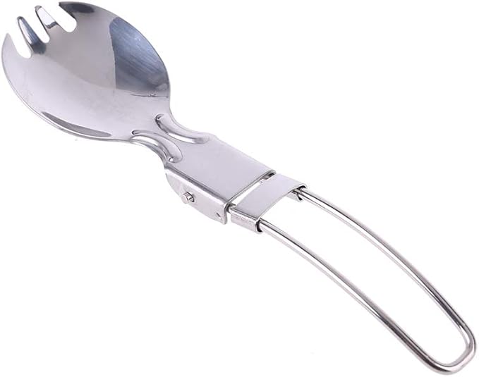 Spork Fork Spoon,Foldable Spork Fork Spoon Stainless Steel Hiking Camping Cook
