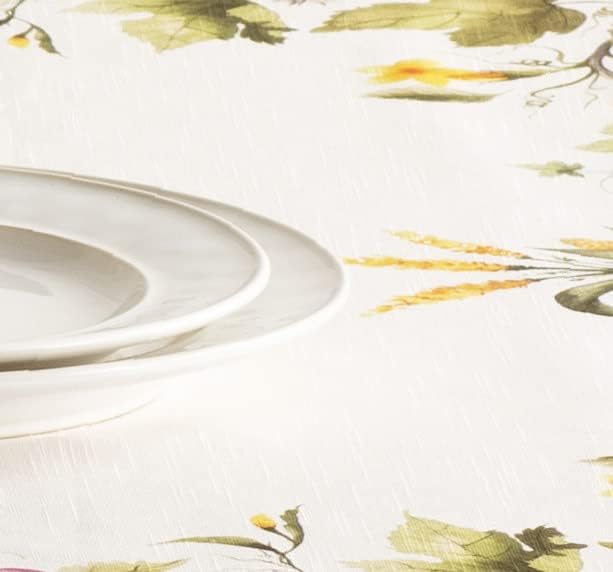 Maison d' Hermine Table Cloth Rectangle Table 100% Cotton 54 x 72 Inches Fall Tablecloth Reusable Everyday Use for Thanksgiving Christmas Decorations Dining Farmhouse (Pumpkin Garden - Cloudy Cream)