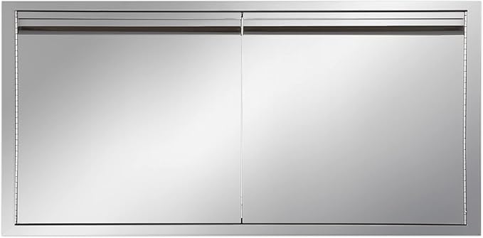 Outdoor Kitchen Door 42" W x 21" H inch Stainless Steel BBQ Double Door Flush Mount for Outdoor Kitchen Island（Double Wall Door Panel ）