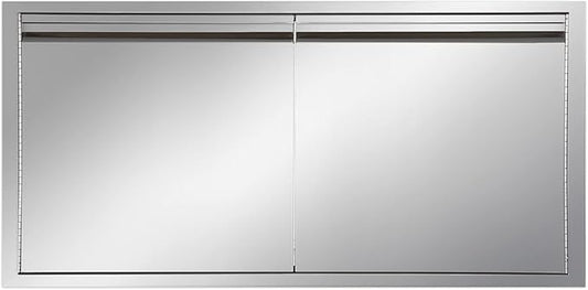 Outdoor Kitchen Door 42" W x 21" H inch Stainless Steel BBQ Double Door Flush Mount for Outdoor Kitchen Island（Double Wall Door Panel ）