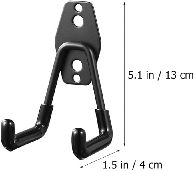 Kisangel Heavy Duty Garage Wall Hooks 2pcs Metal Utility Hangers Black for Garden Tools Storage and Garage Organization